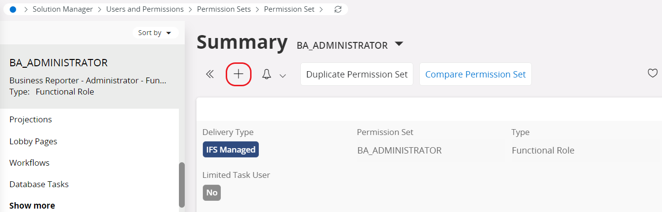 Creating Permission Sets Page