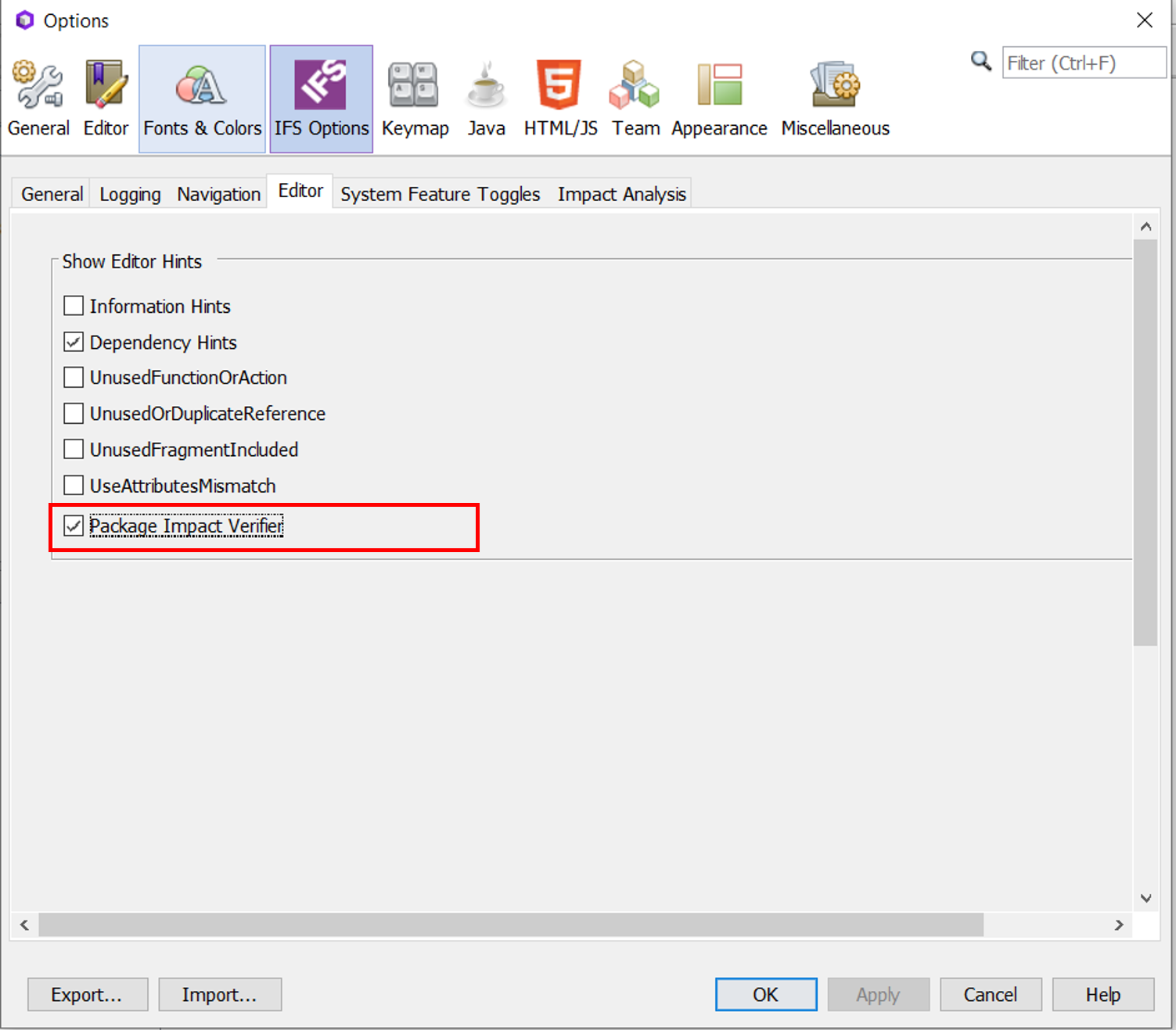ifs_option_for_package_impact_verifier