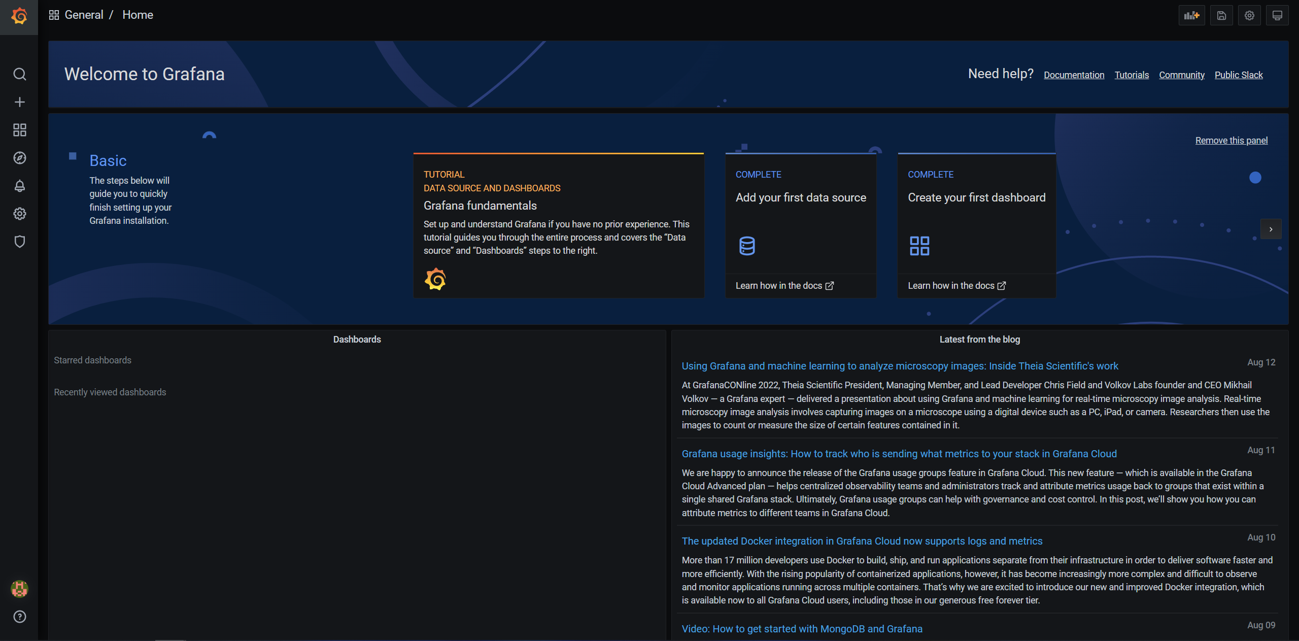 grafana home