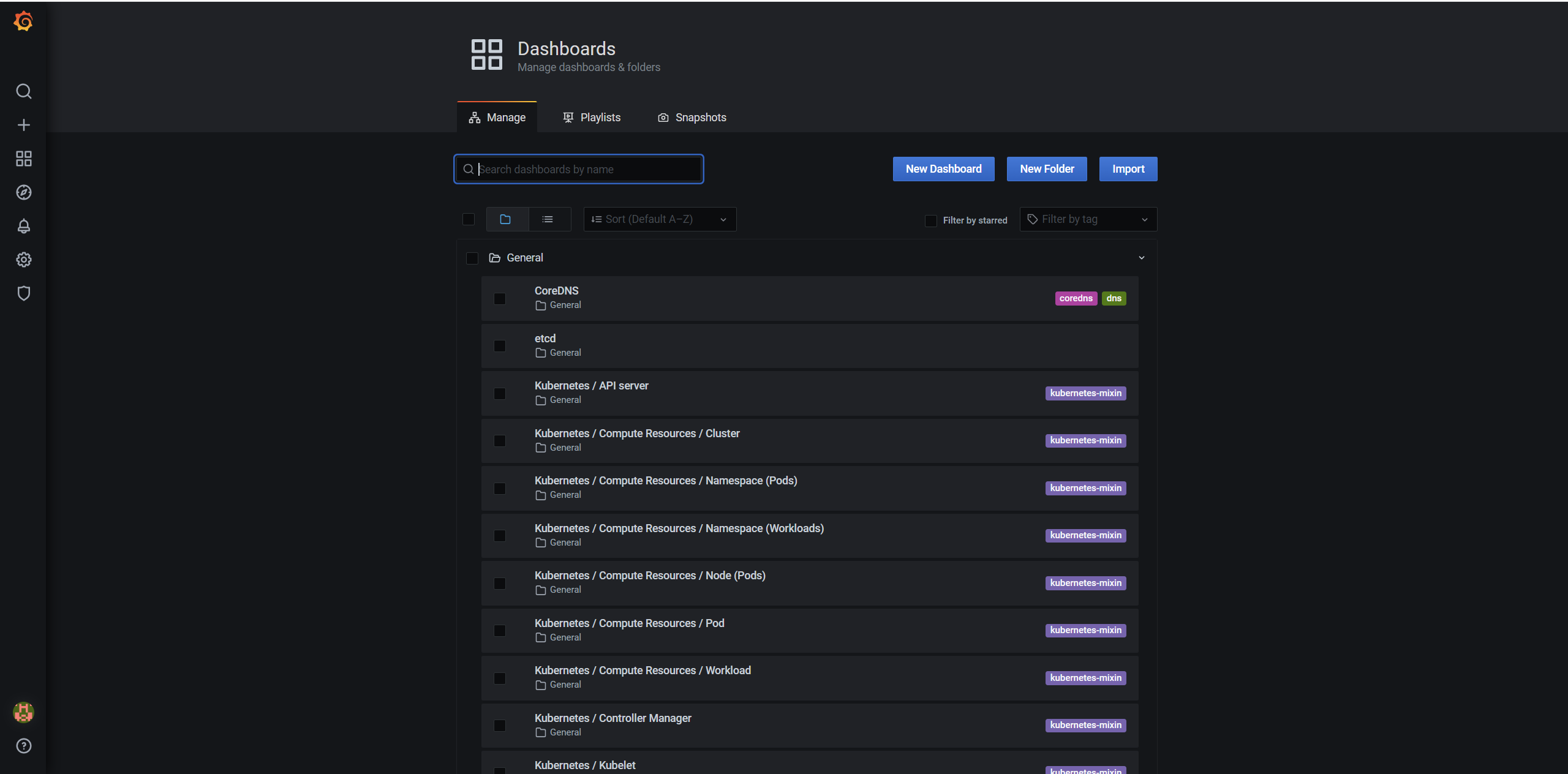 grafana dashboard select dashboard
