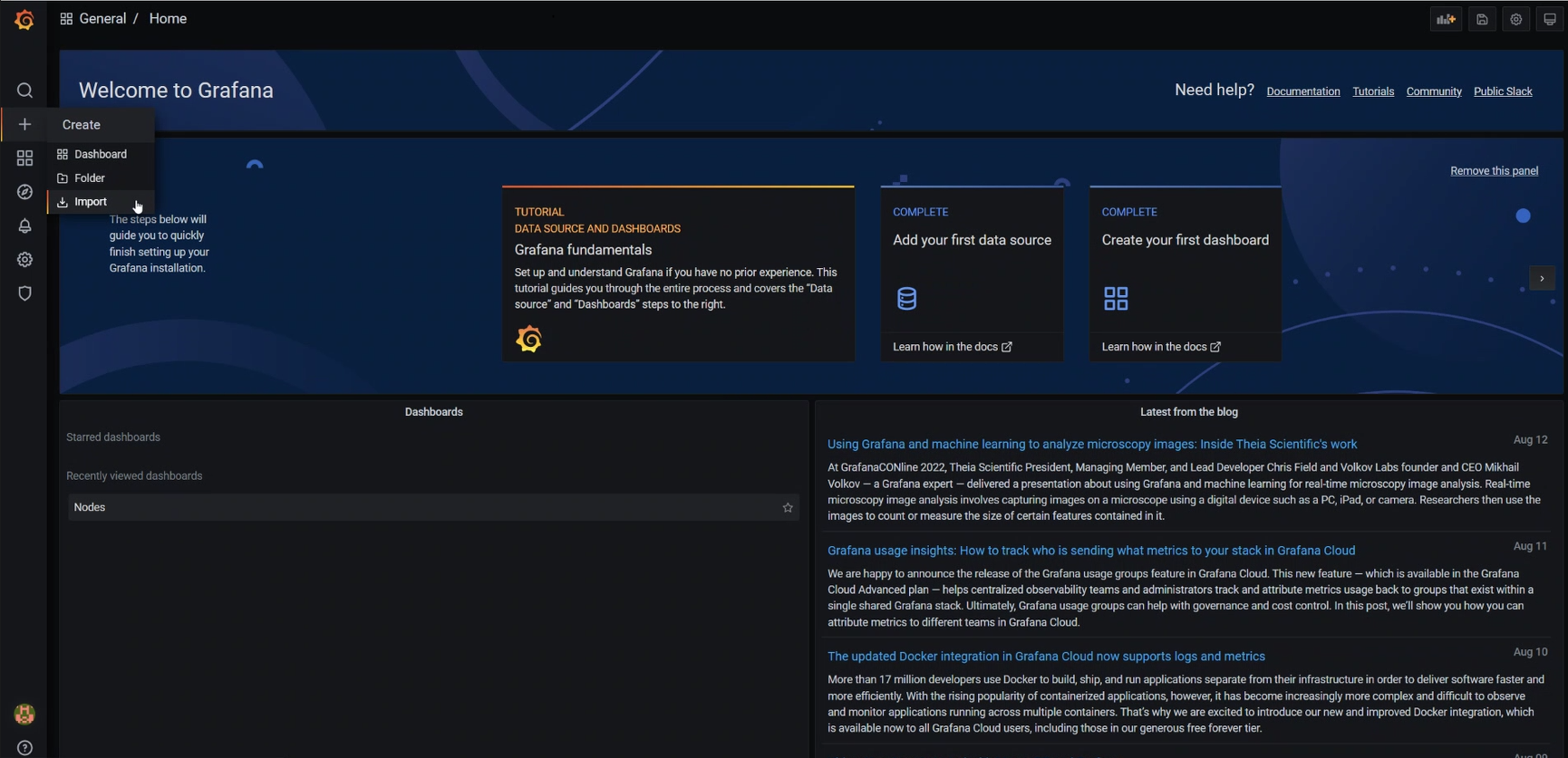 grafana import nav Import from navbar