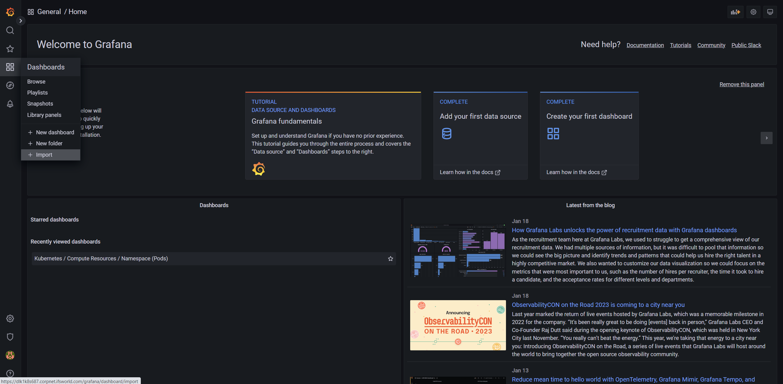 grafana import nav Import from navbar
