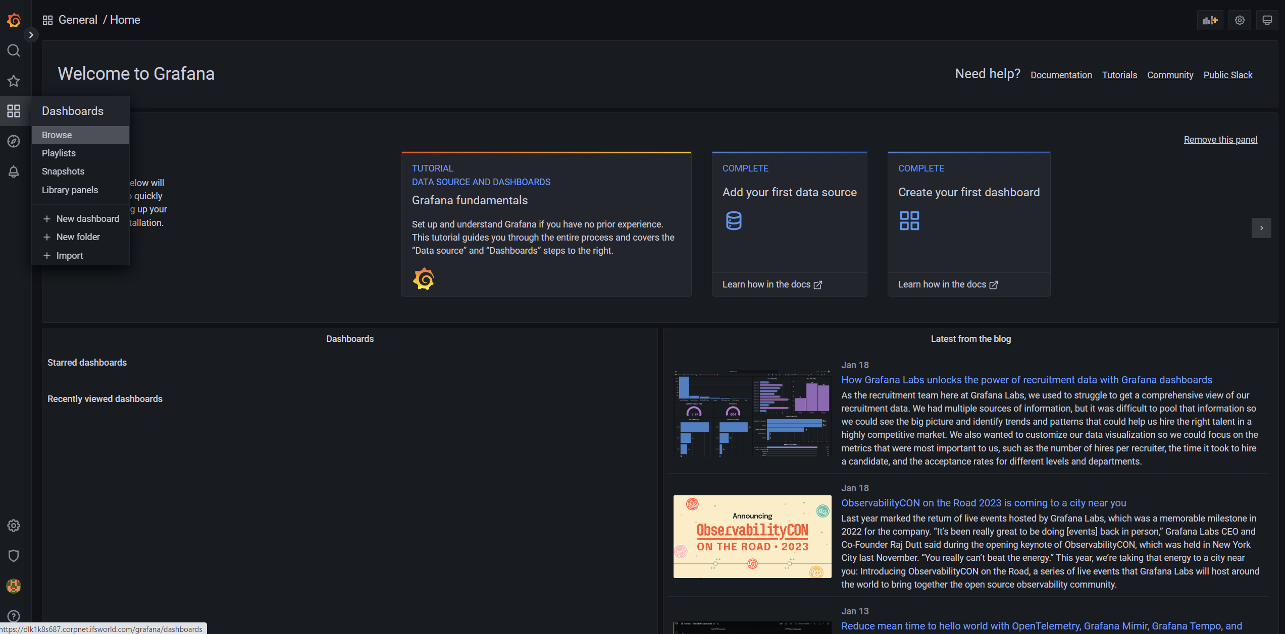 grafana create nav manage